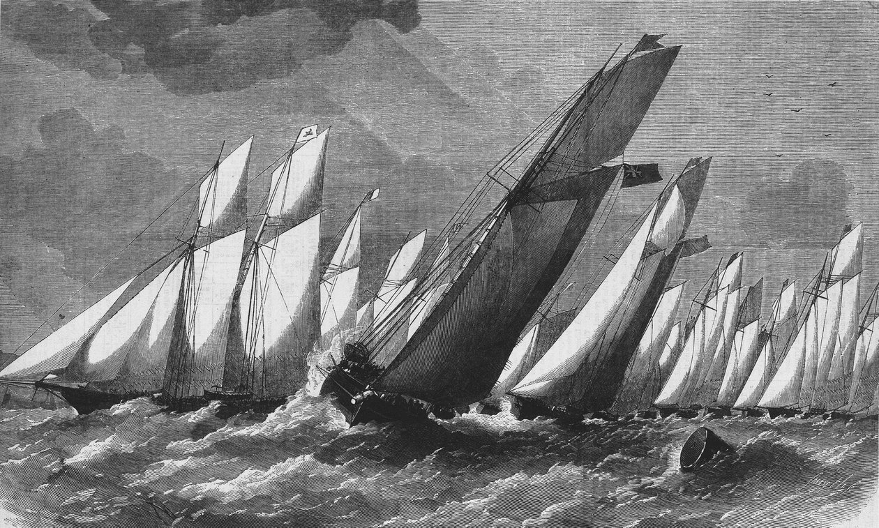 Oceánský závod Royal Victoria Yacht Club v roce 1868 - rytina, Bibl. des Arts deco. od Unknown artist