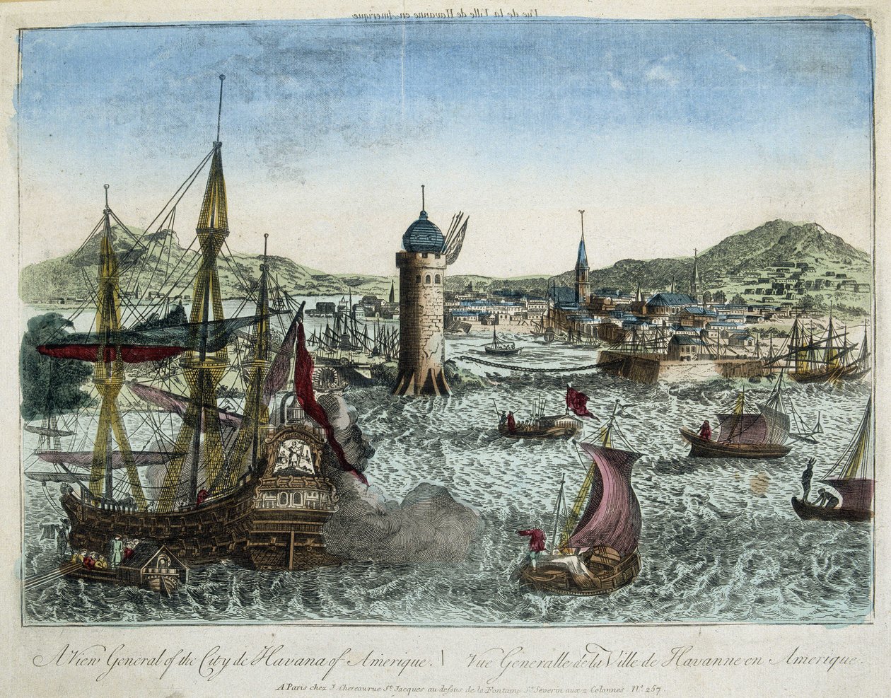 Havanský přístav a okolní navigace - rytina od Unknown artist