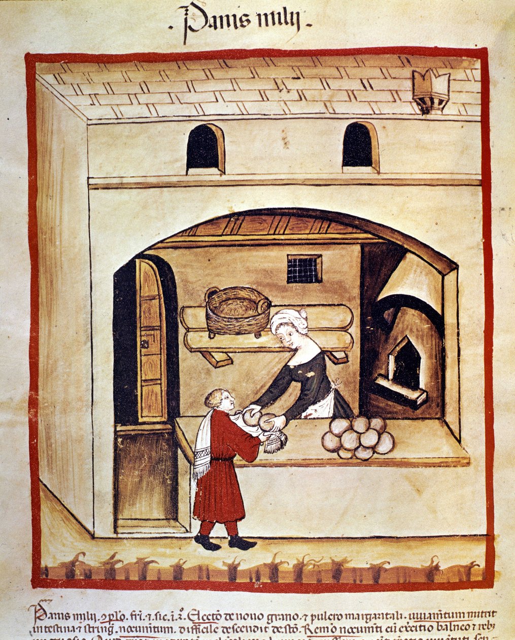Příprava chleba s jáhlou. Osvětlení z dojení medicíny a dietetiky „“Tacuinum sanitatis““ od Unknown artist