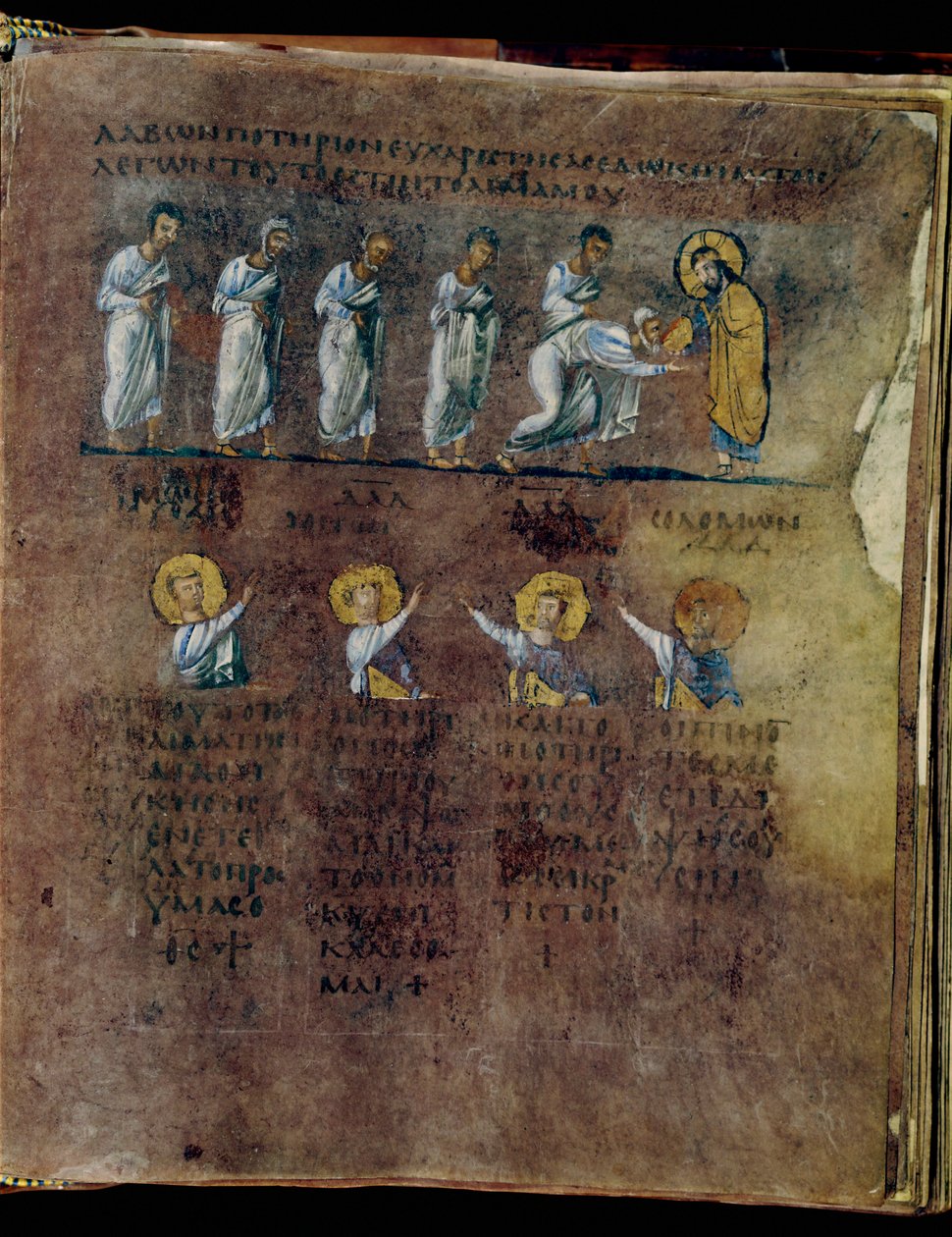 Purpurový Codex Rossanensis, 6. století (rukopis) od Unknown artist