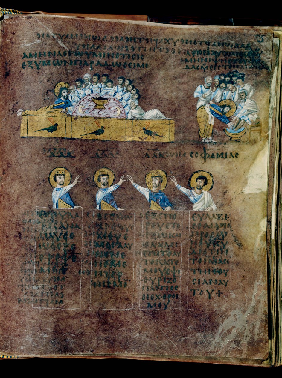 Purpurový Codex Rossanensis, 6. století (rukopis) od Unknown artist