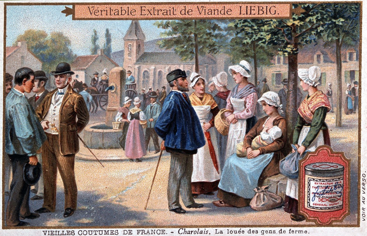 Pronajatá farma lidí v Charolais - chromo. Liebig, v. 1895 od Unknown artist