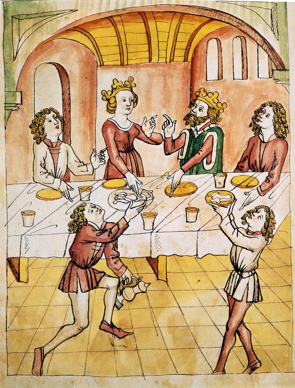 Místnost stovek stolů. Faksimile z 18. století po Percevalovi od Wolframa von Eschenbach od Unknown artist
