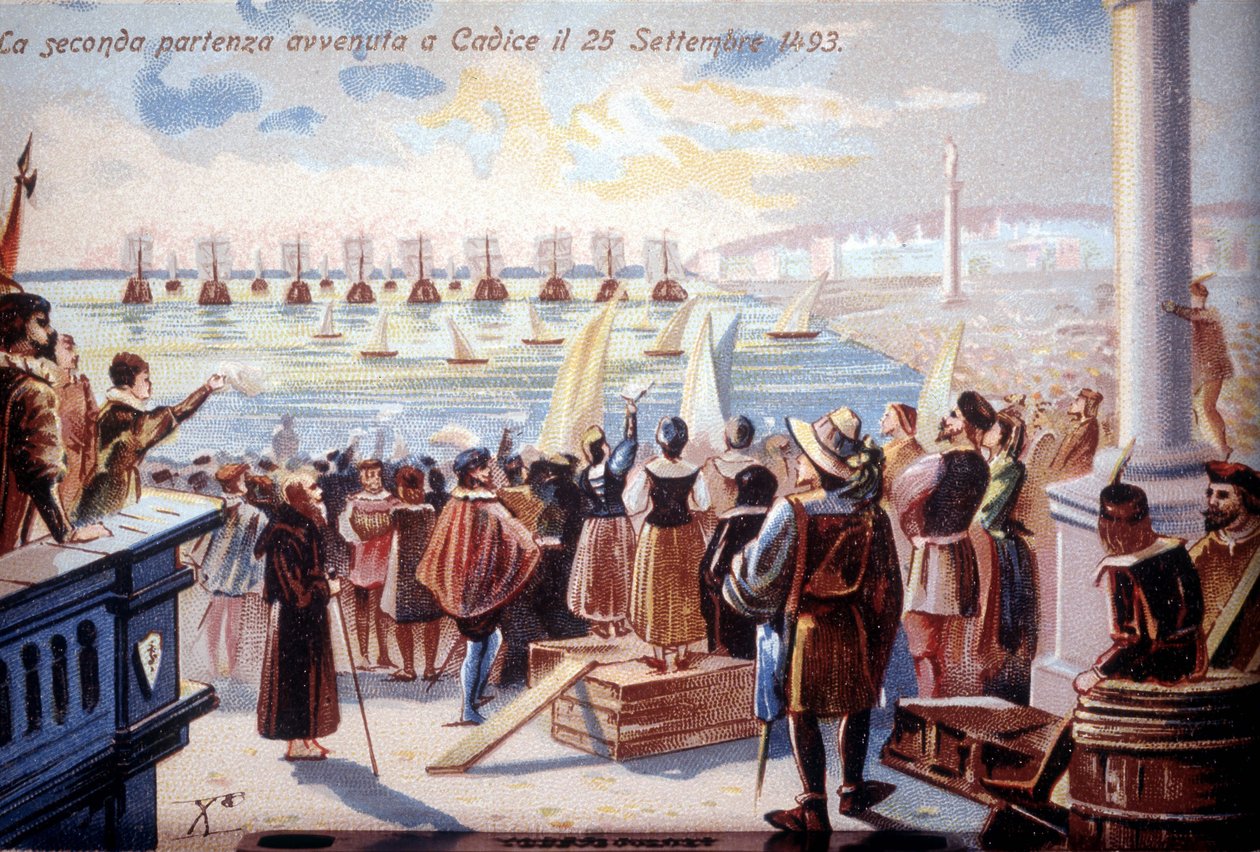 Druhý odchod Kryštofa Kolumba z Cadic dne 25.9.1493. od Unknown artist