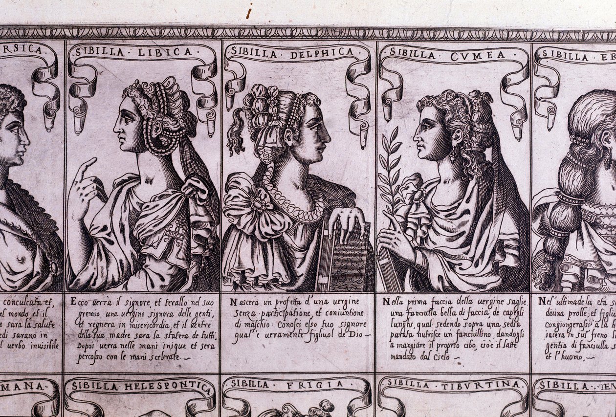 Sibyly: libyjská, delfská, kumská (rytina) od Unknown artist