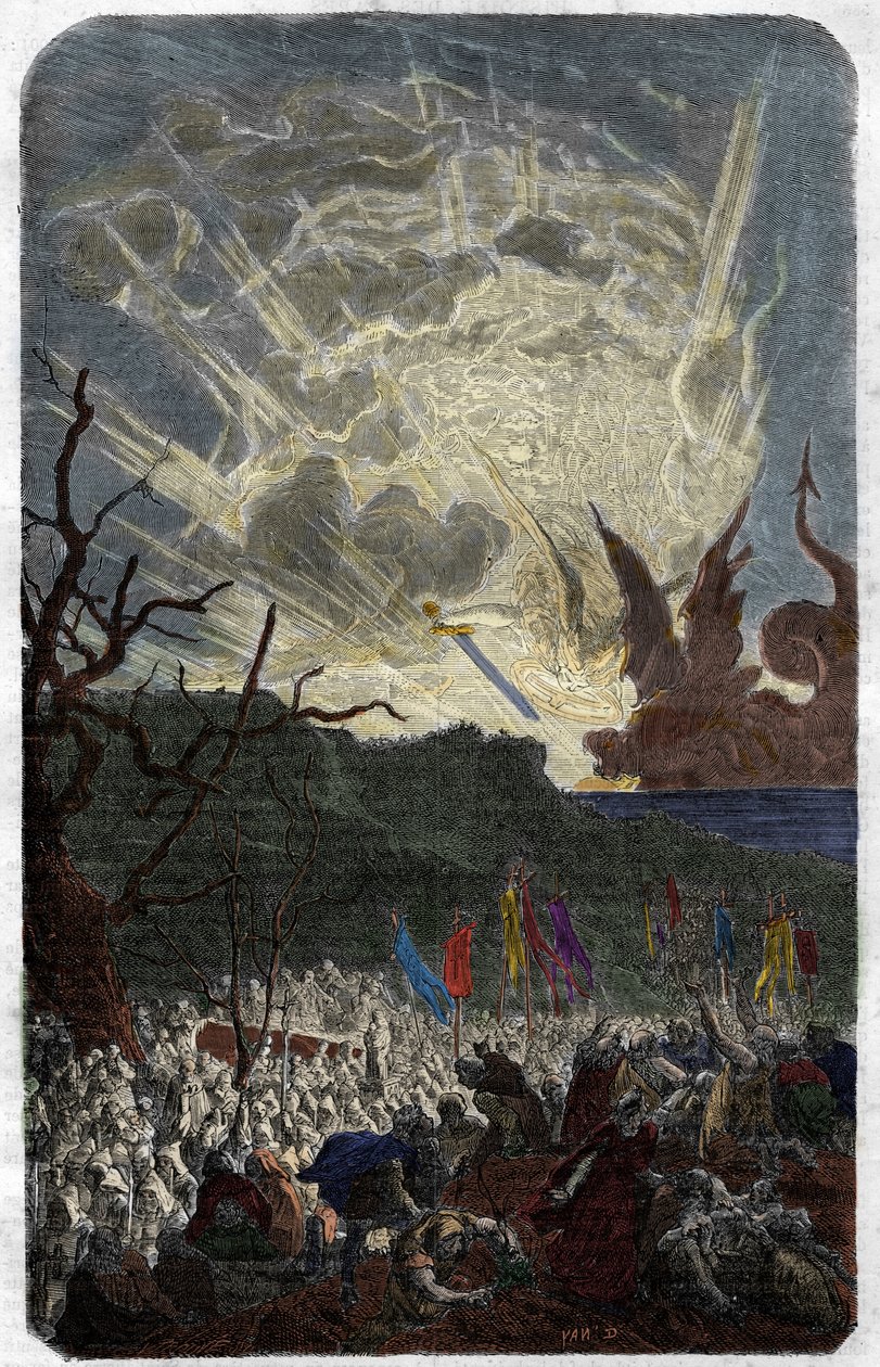 Pověry (strach) roku tisíc (1000): konec světa. Rytina v „Histoire des Papes-Rois-Queen and Empereurs a travers les století“ od Maurice Lachatre od Unknown artist