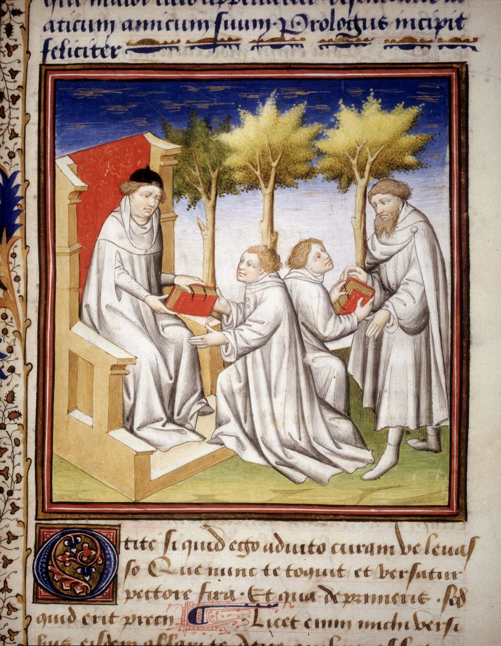 Předávání znalostí mladé generaci. Rukopis „“De Senectute““ od Cicera. 1401. od Unknown artist