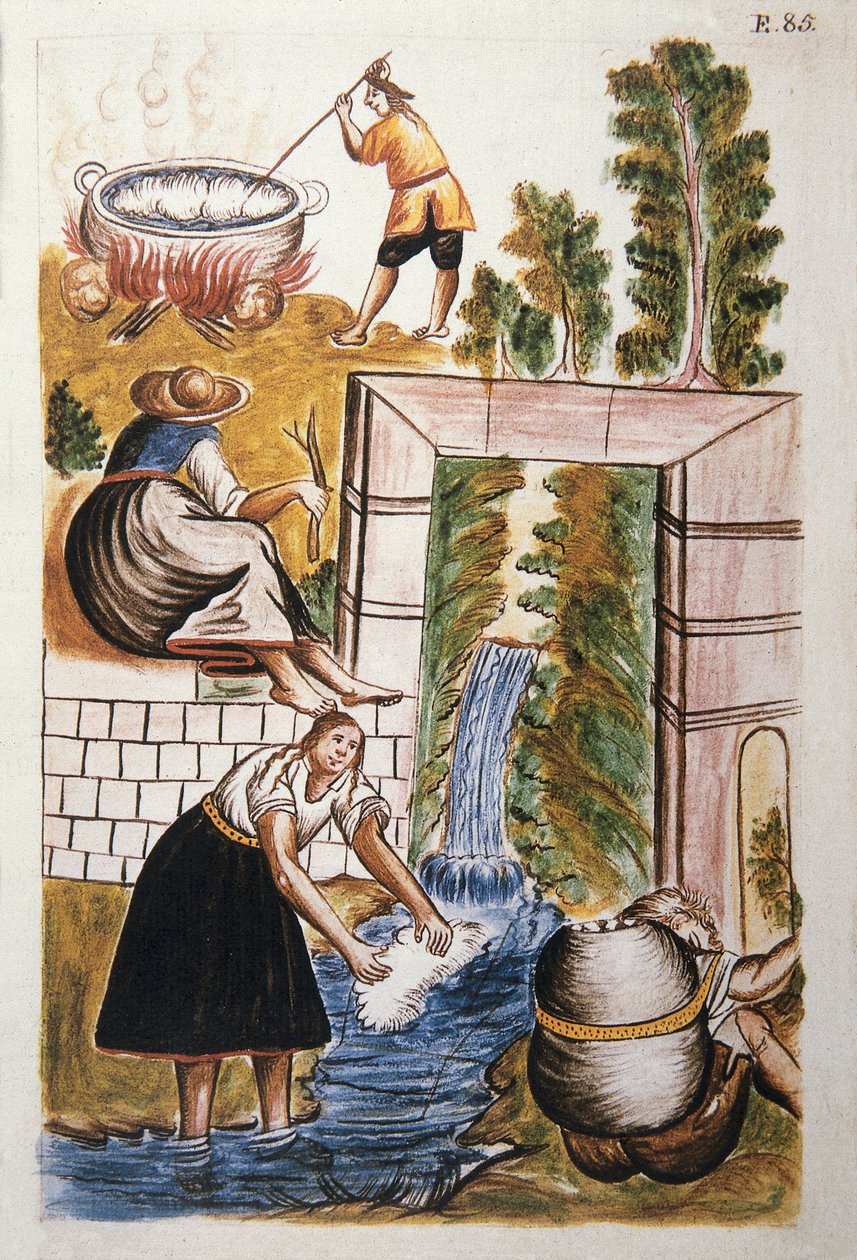 Dílo z vlny, z knihy "Trujillo del Peru" nebo "Códice Martínez Compañón", od Baltazara Martineze Compañóna y Bujandy, biskupa z Trujillo (1782-1785) od Unknown artist