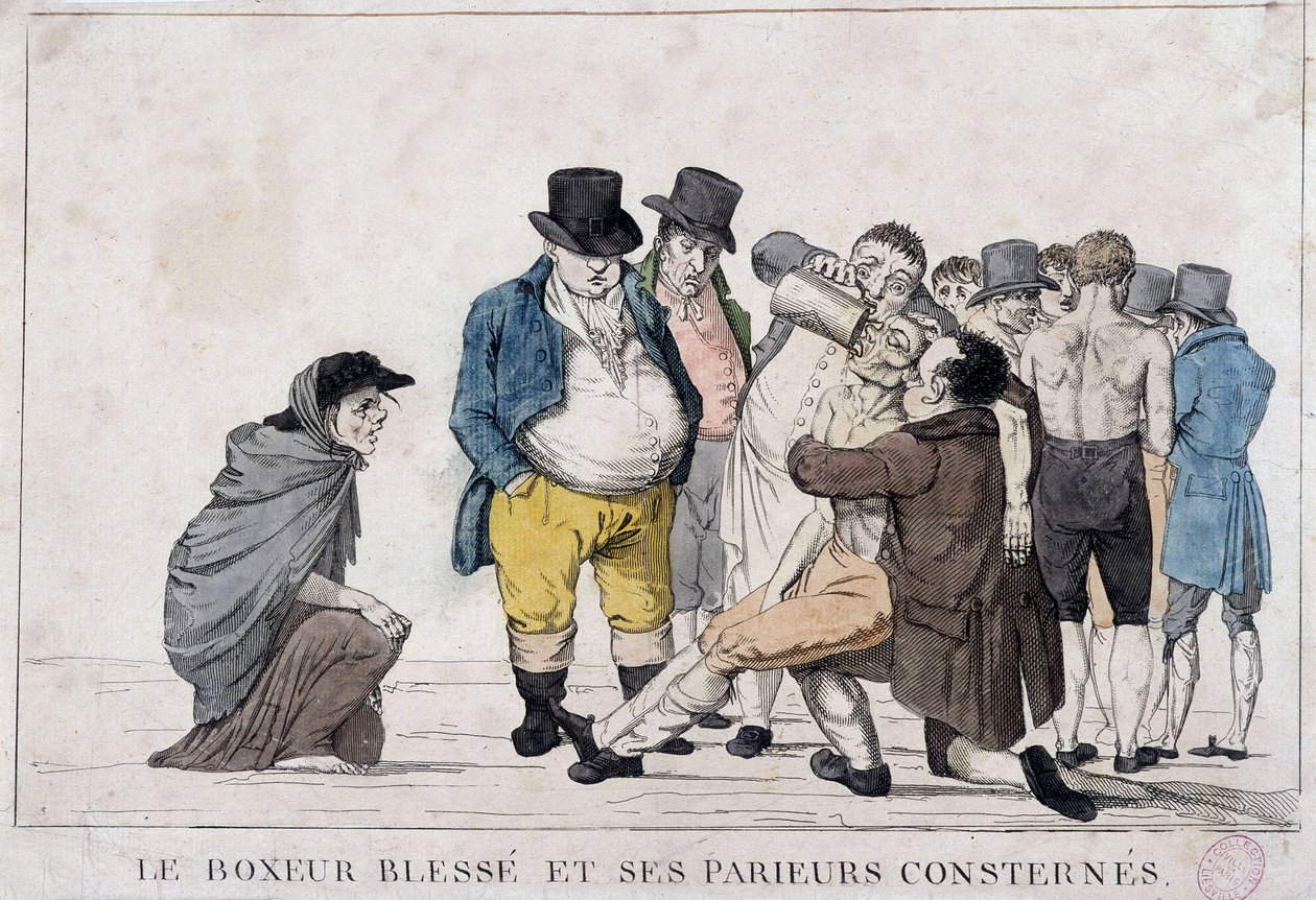 Zraněný boxer a jeho zápasníci - 19. století, Carnavalet. od Unknown artist