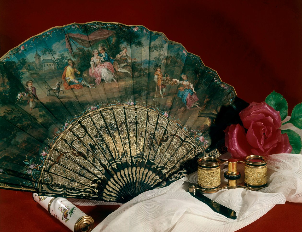 Divadelní doplňky: ventilátor a dalekohled. 18. století. Paříž, dekorativní umění od Unknown artist