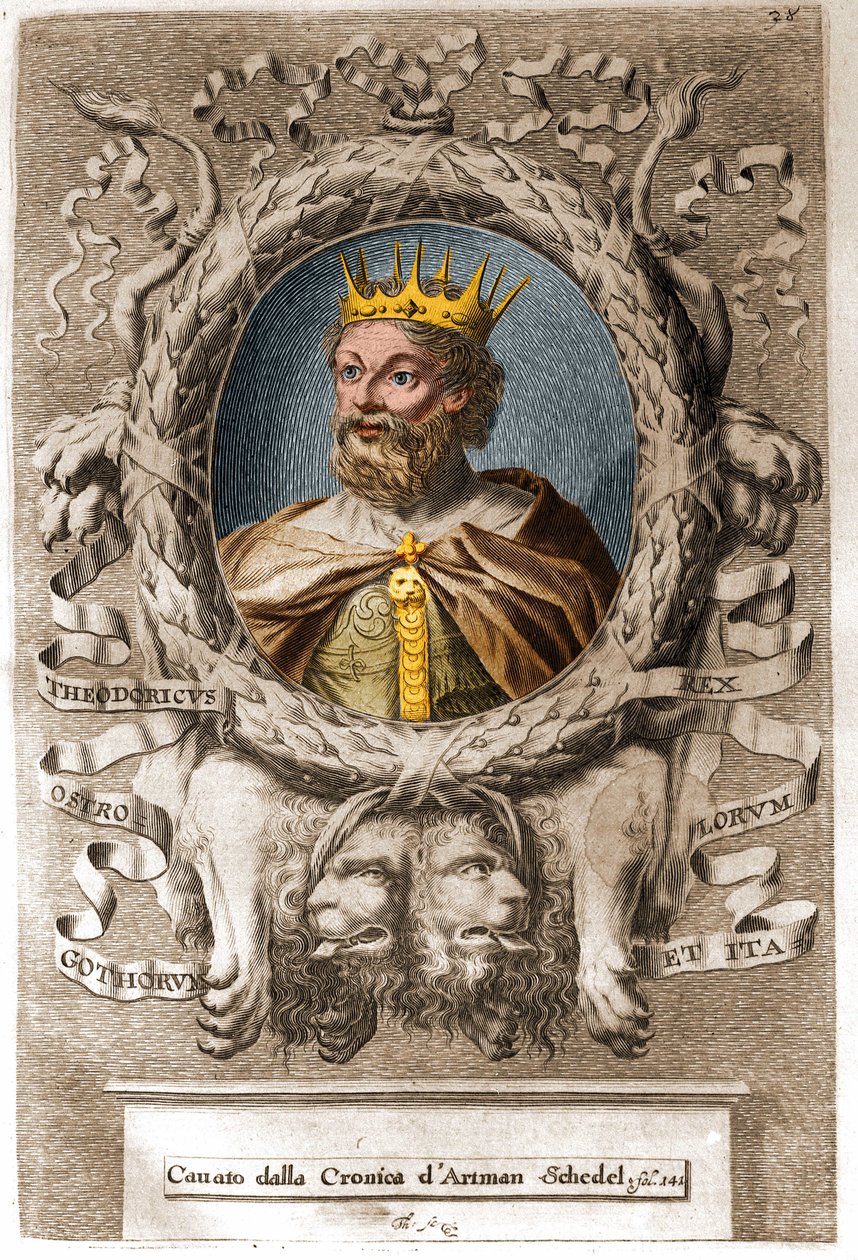 Theodorich I. Veliký (v. 454-526), král Ostrogótů (474-526) a zakladatel Ostrogótského království v Itálii. od Unknown artist