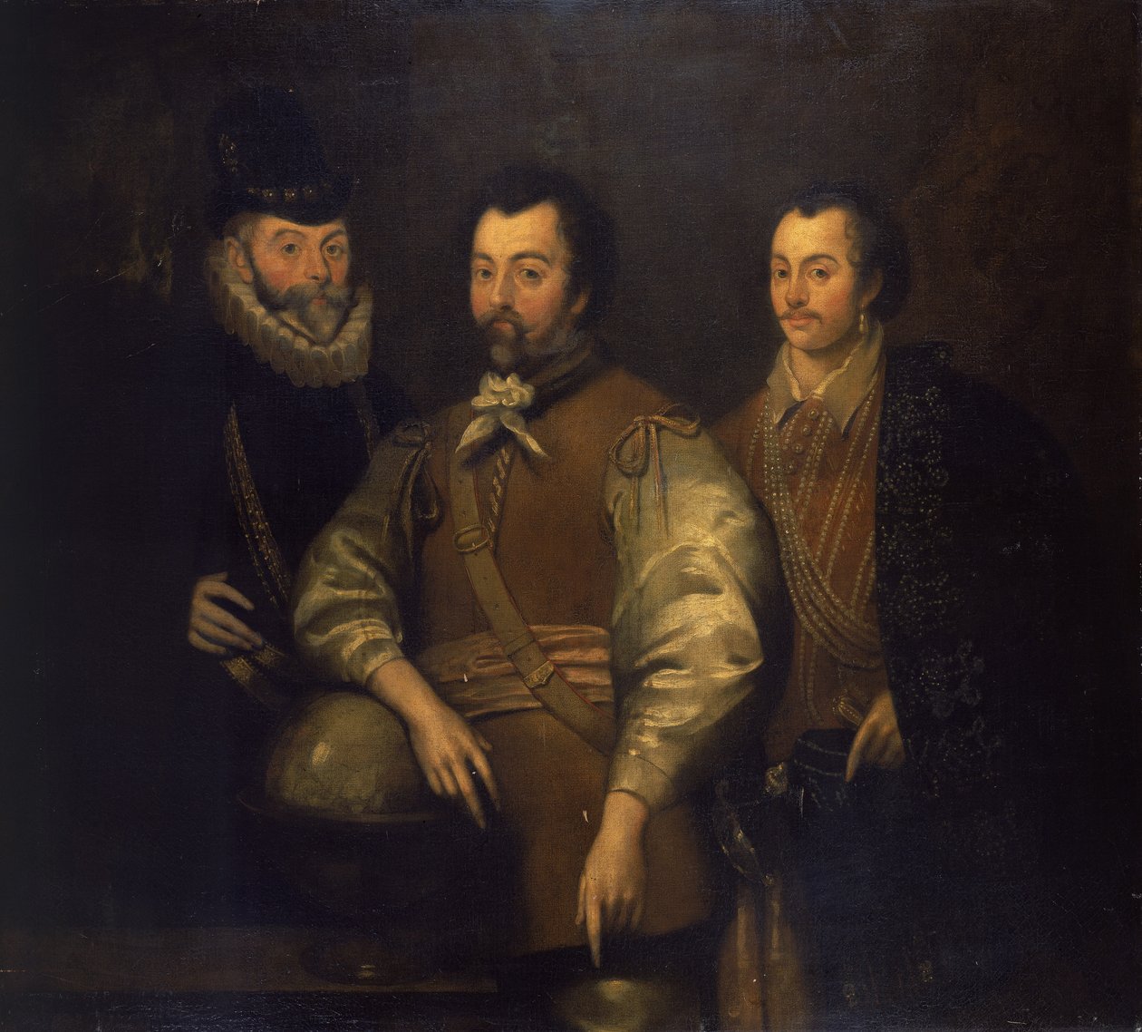 Thomas Cavendish, Sir Francis Drake a Sir John Hawkins od Unknown artist