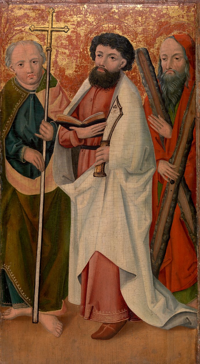 Tři apoštolové s žezlem, šavlí a křížem od Unknown artist