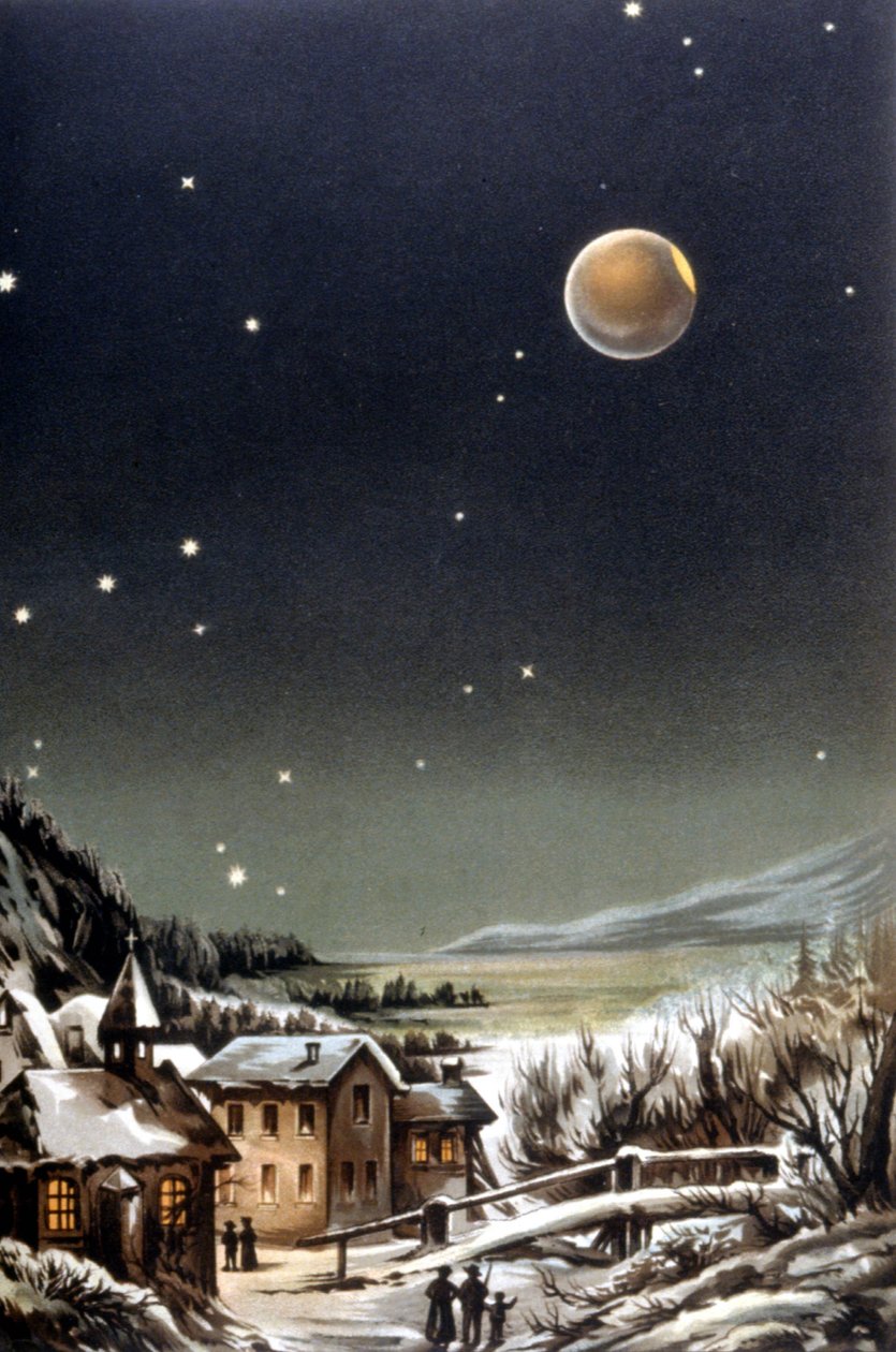 Úplné zatmění Měsíce. ilustrace 19. století od Unknown artist