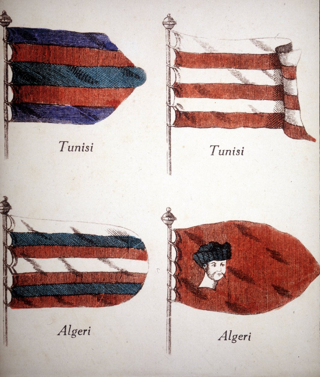 Tuniské a alžírské vlajky z konce 18. století. od Unknown artist