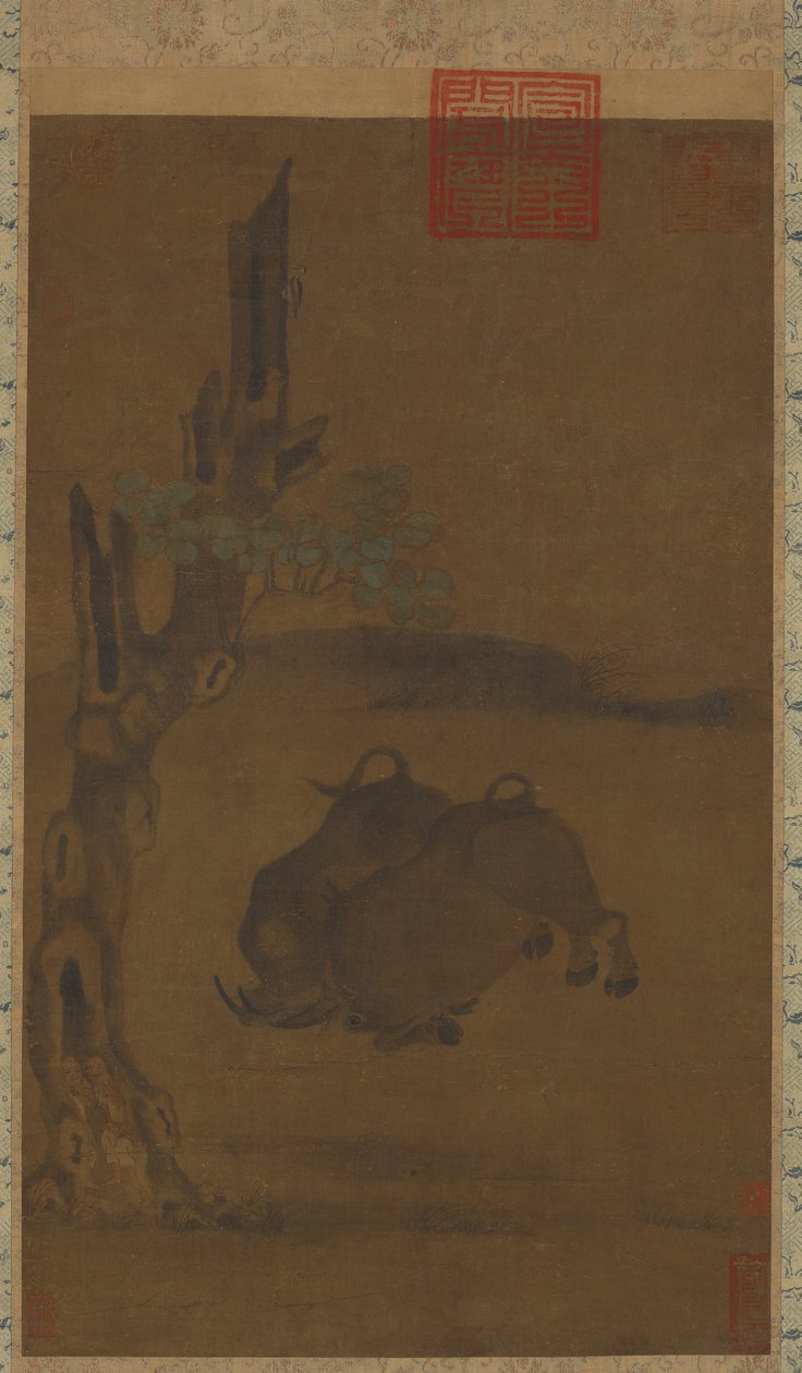 Dva bojující vodní buvoli od Unknown artist