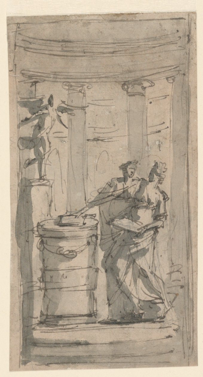 Dvě vestálky u oltáře od Unknown artist