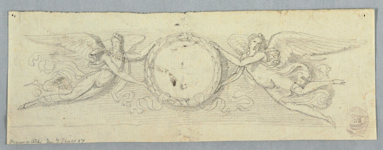 Dva okřídlení géniové s vavřínovým věncem od Unknown artist