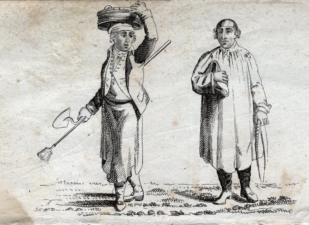 Dva rolníci, rytina z konce 18. století, soukromá sbírka. od Unknown artist