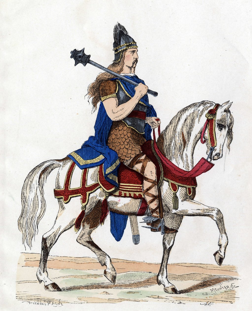 Vůdce Franků - v "" Civilní a vojenské kostýmy Francouzů v průběhu staletí Paris F. Roy 1882"". od Unknown artist