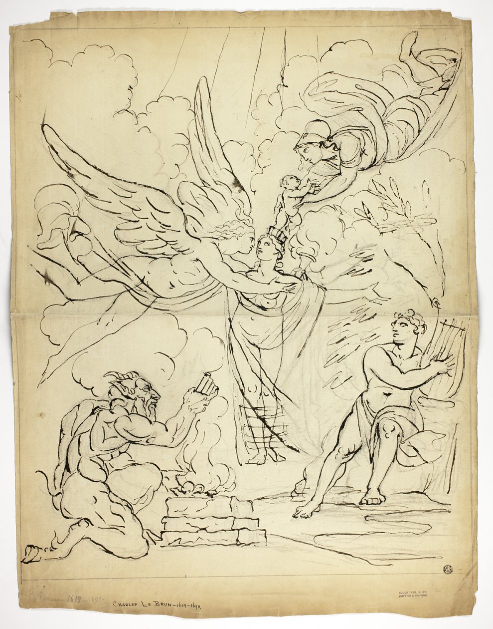 Neidentifikovaná mytologická scéna zrození (recto); Cupid a Psyche (verze) od Unknown artist