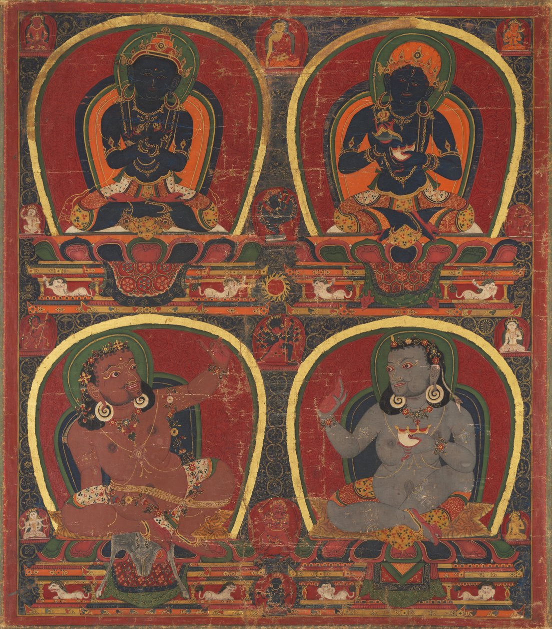 Vadžradhara, Nairatmya a Mahasiddhas Virupa a Kanha od Unknown artist