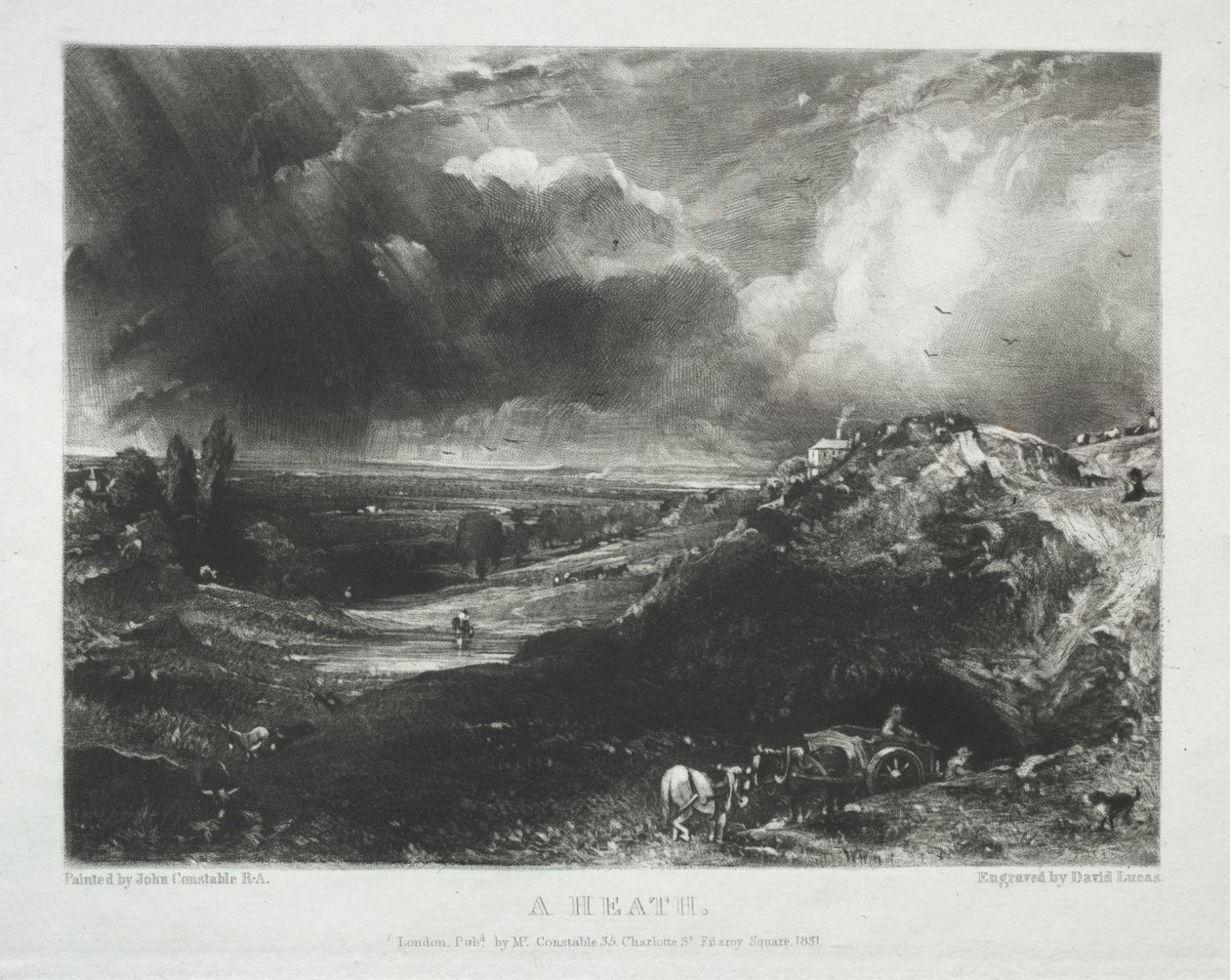 Různé předměty krajiny, charakteristické pro anglickou scenérii z obrázků malovaných Johnem Constablem, R.A.: A Heath od Unknown artist