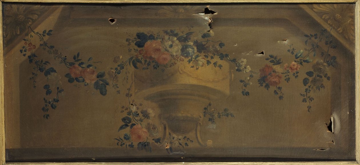 Váza s květinami ve výklenku. Mezi lety 1769 a 1789 (olej na plátně) od Unknown artist