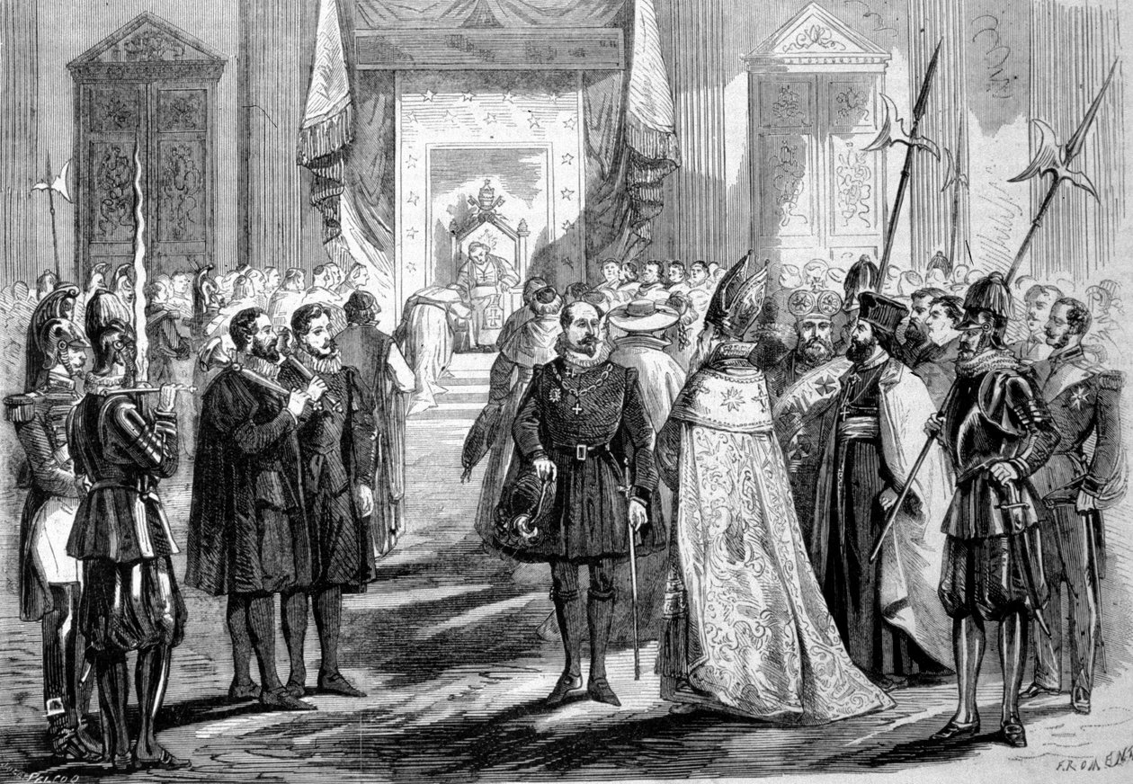 vatikánský koncil I. Řím. Papež při audienci u Otce koncilu. 1869 od Unknown artist