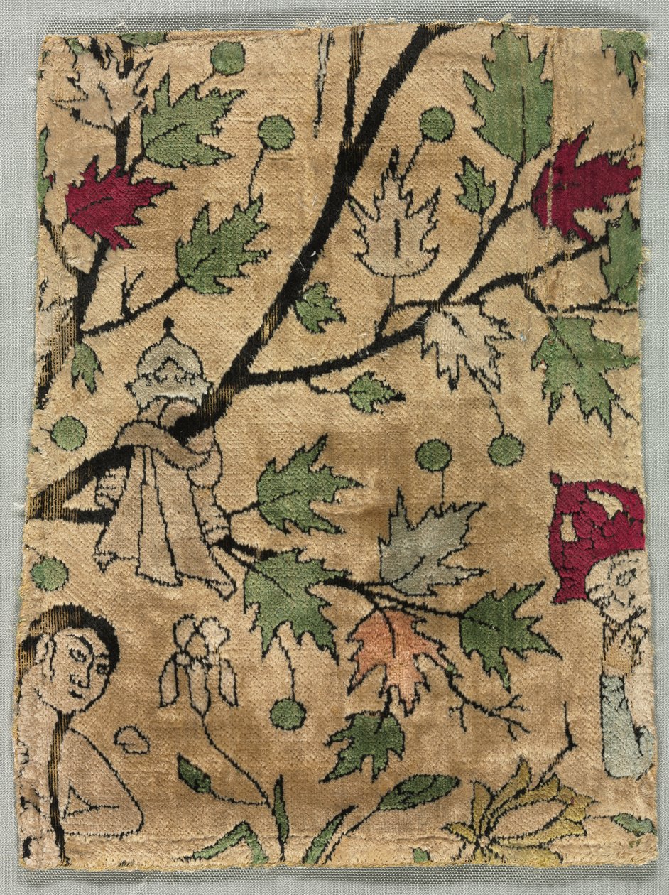 Sametový fragment, Khusrau vidí koupání Shirin od Unknown artist