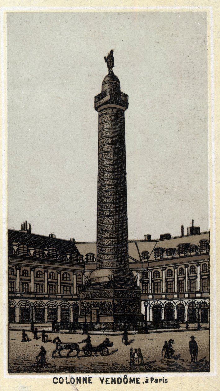 Sloupec Vendome na stejnojmenném náměstí v Paříži. Chromolitografie konce 19. století. od Unknown artist