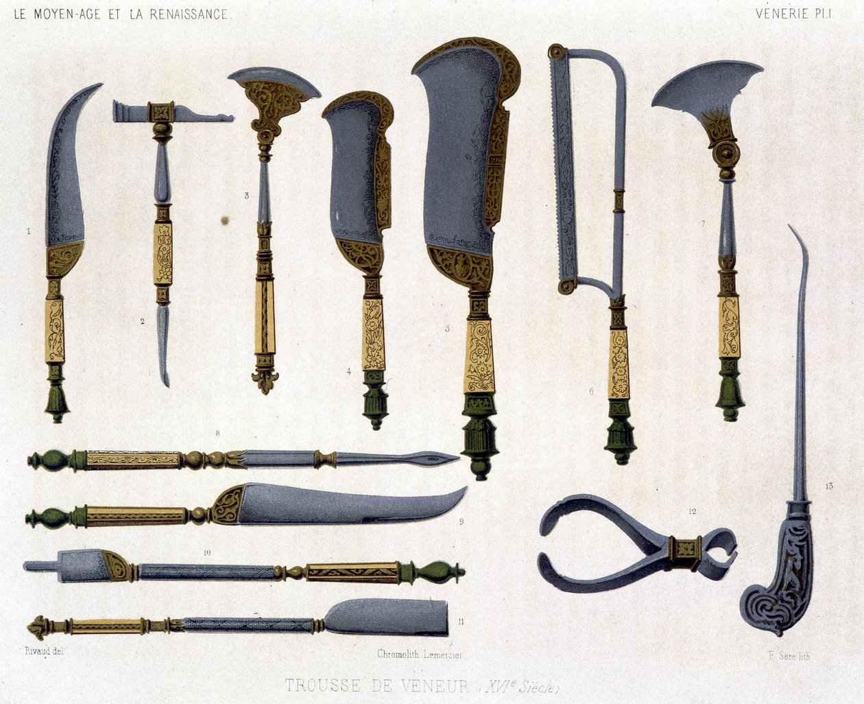 Venerie board: Veneur kit ze 16. století. V ""Středověk a renesance"" od Lacroixe. od Unknown artist
