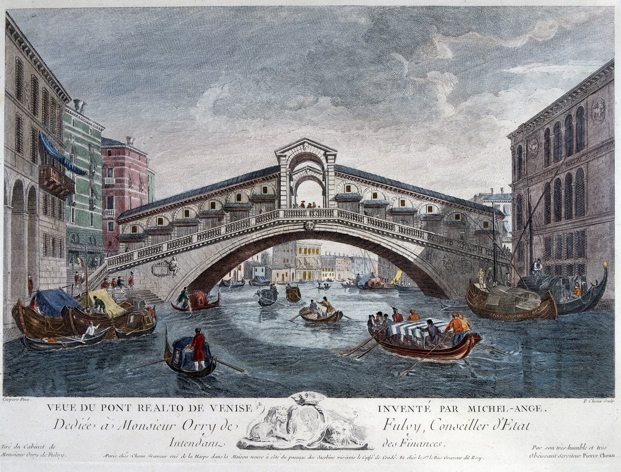 Benátky, pohled na most Rialto - optika od Unknown artist