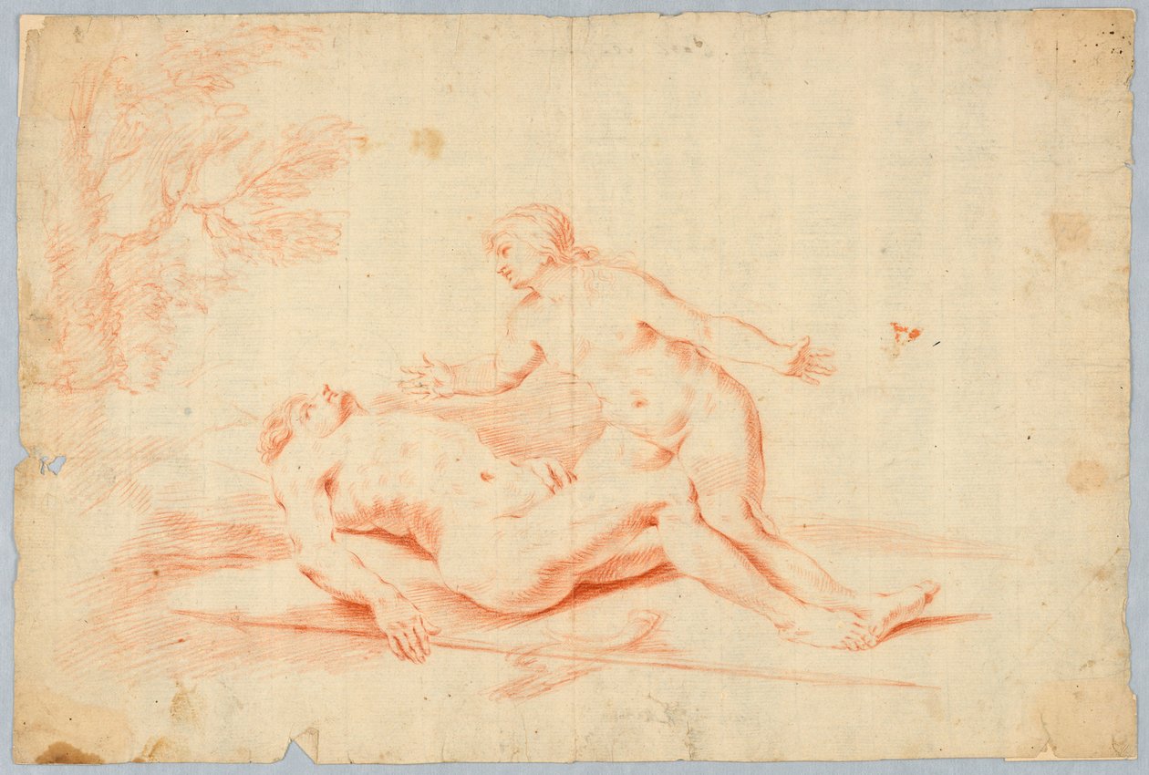Venuše vedle spícího Adonise od Unknown artist