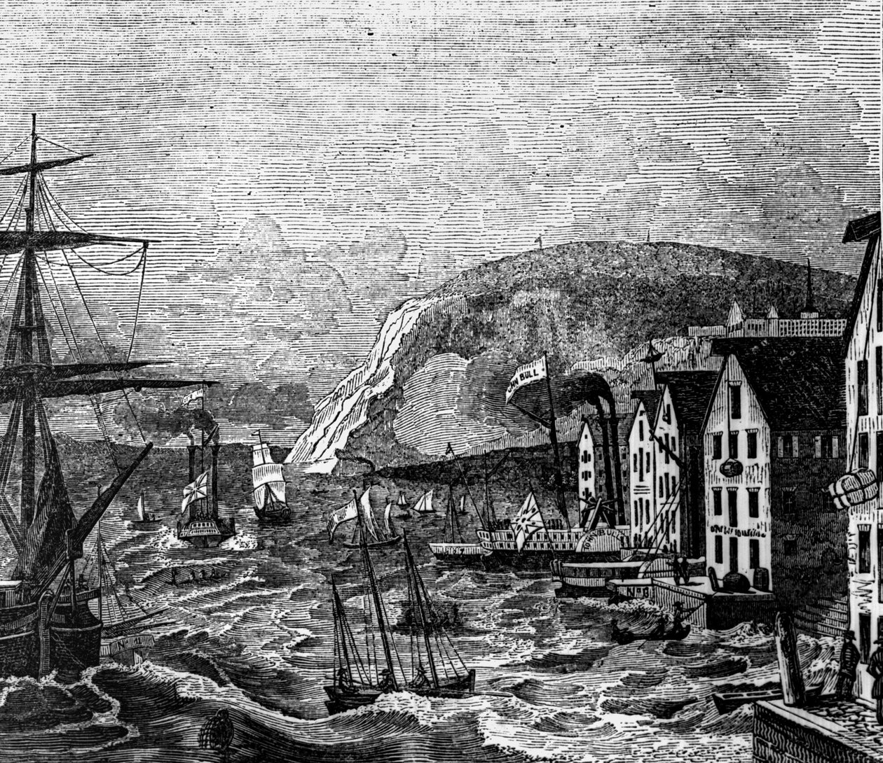 Pohled na Cap Diamant, kde se nachází část Quebecu, Quebec. (Kanada), rytina z roku 1810. od Unknown artist