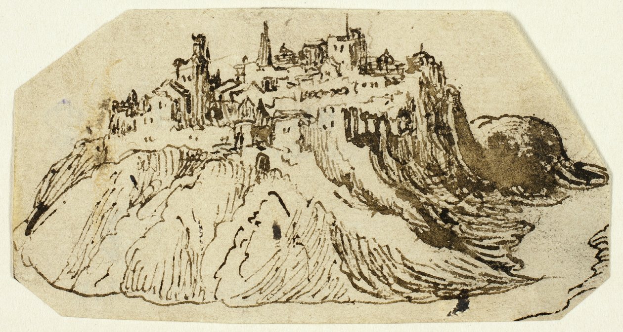 Pohled na Fortified Hill Town od Unknown artist
