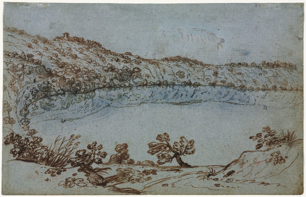 Pohled na jezero Nemi (recto) od Unknown artist