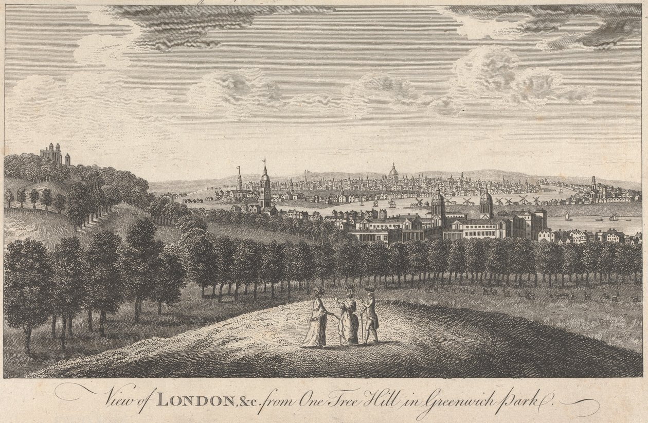 Pohled na Londýn a kostel z One Tree Hill v Greenwich Park od Unknown artist