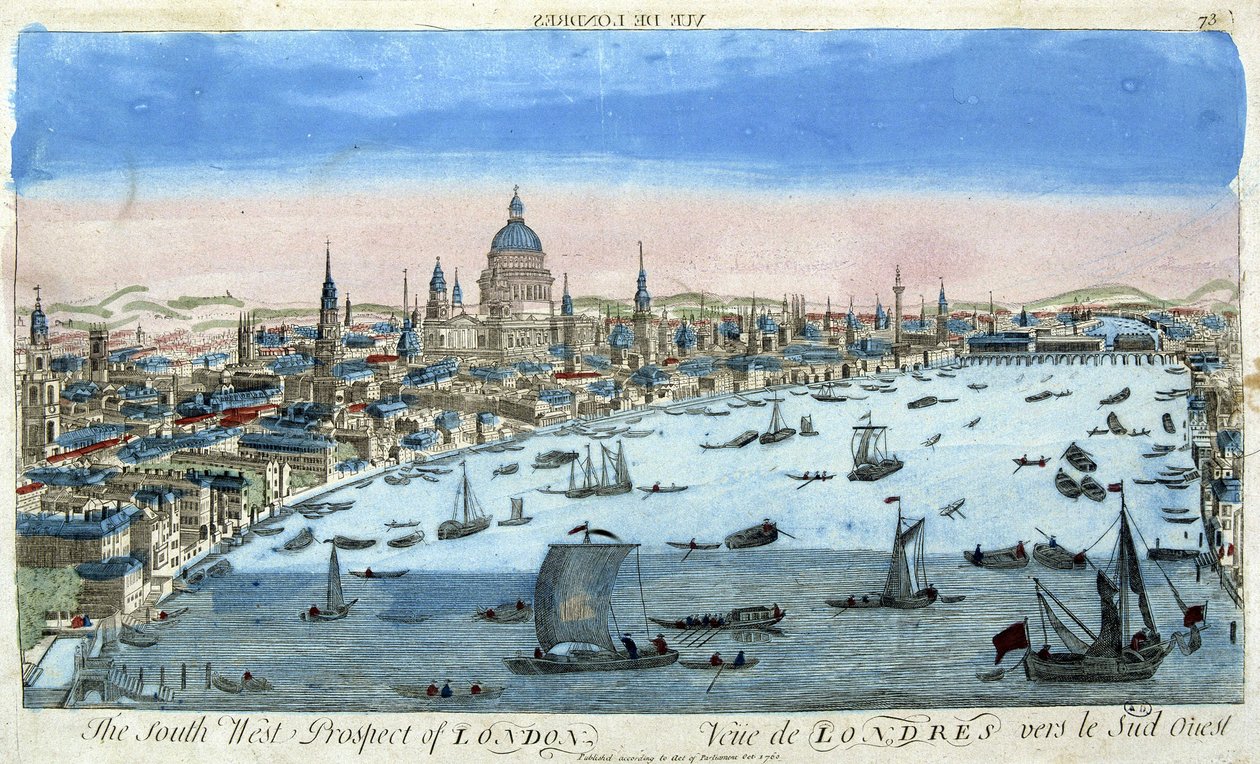 Pohled na Londýn a Temži, jihozápad - optický pohled od Unknown artist