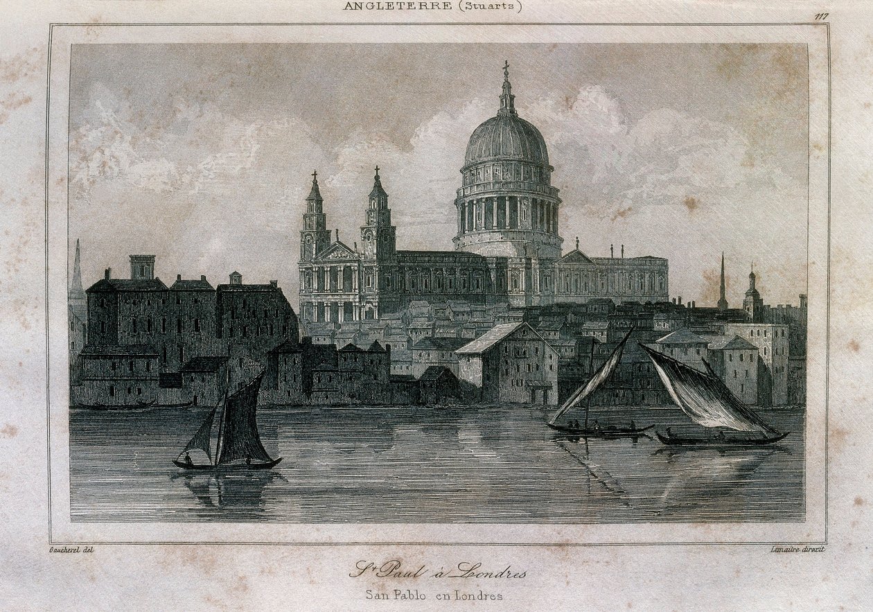 Pohled na katedrálu svatého Pavla v Londýně poblíž Temže od Unknown artist