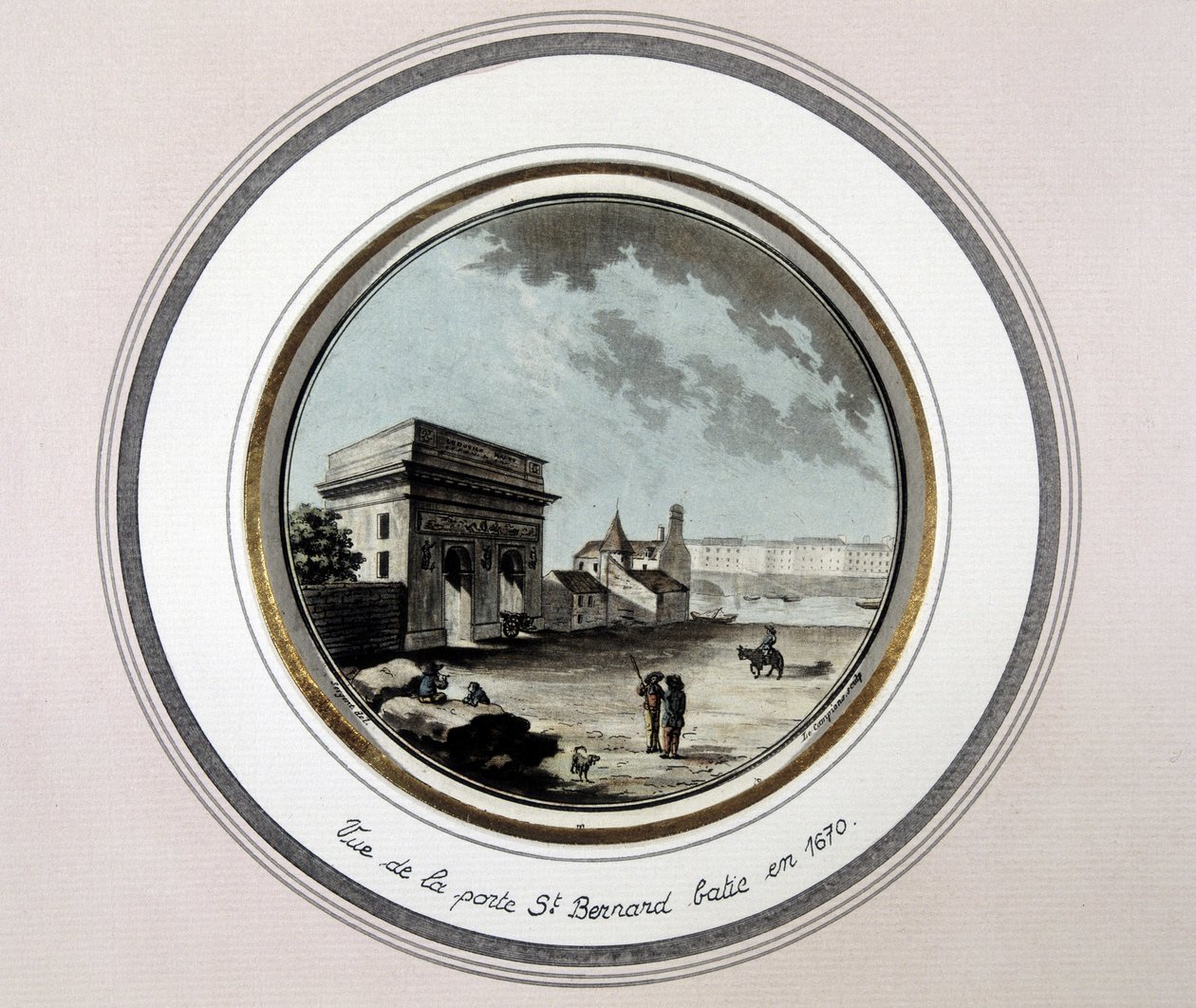 Pohled na St Bernard Porte, postavený v roce 1670 - rytina od Unknown artist