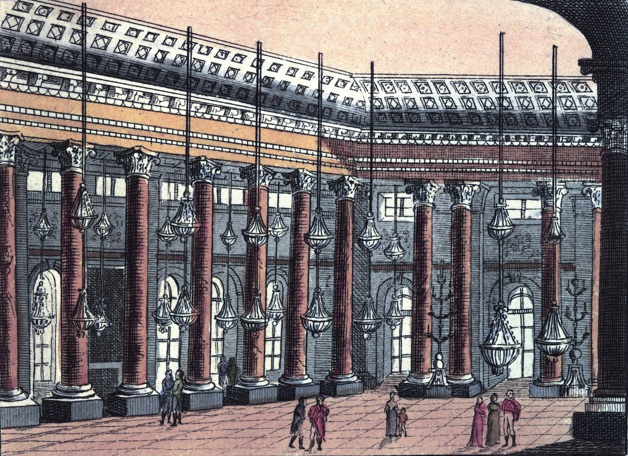 Pohled na obřadní síň zámku Schonbrunn, bývalé sídlo rakouské císařské rodiny, rytina z roku 1820 od Unknown artist
