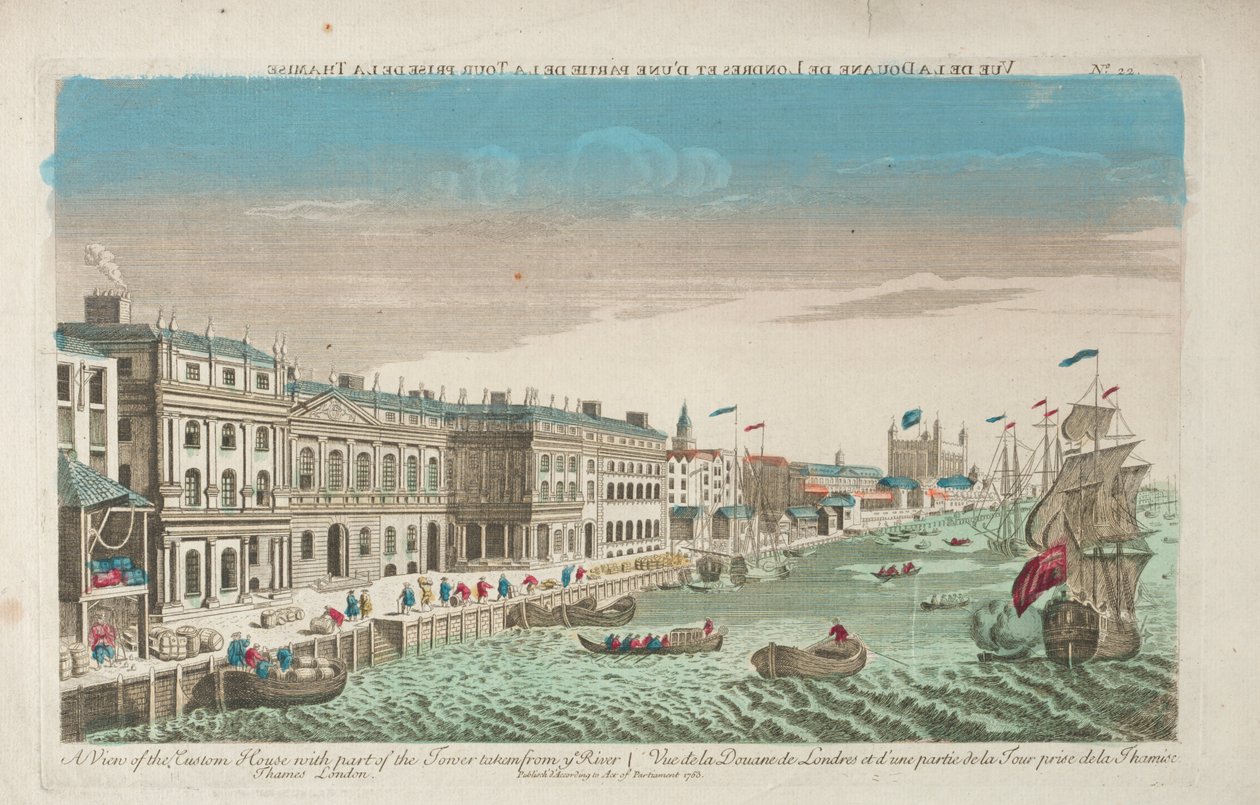Pohled na londýnskou celnici a Douana of London od Unknown artist