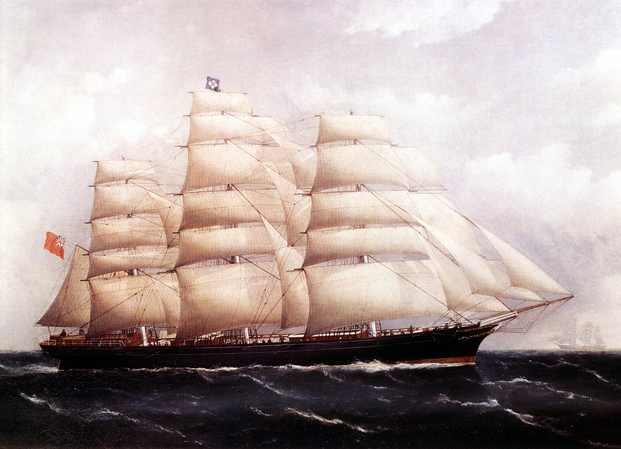 Pohled na Cutty Sark, britská lodní malba z 19. století od Unknown artist