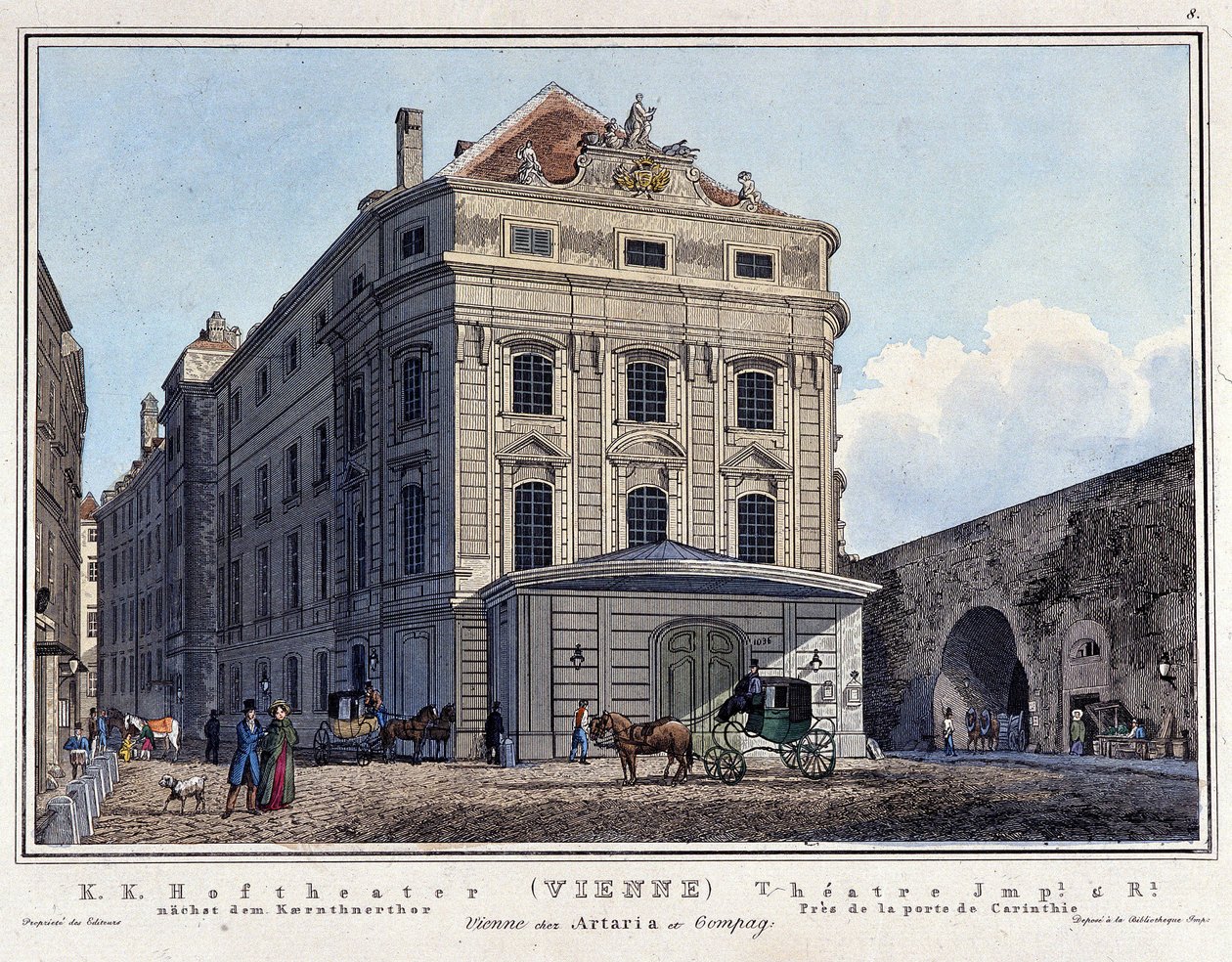 Pohled na Národní Hoftheater ve Vídni v 19. století. od Unknown artist