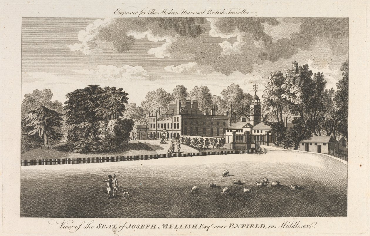 Pohled na sídlo Josepha Mellishe, Esquire poblíž Enfieldu v Middlesexu, Outer Suburb - North od Unknown artist