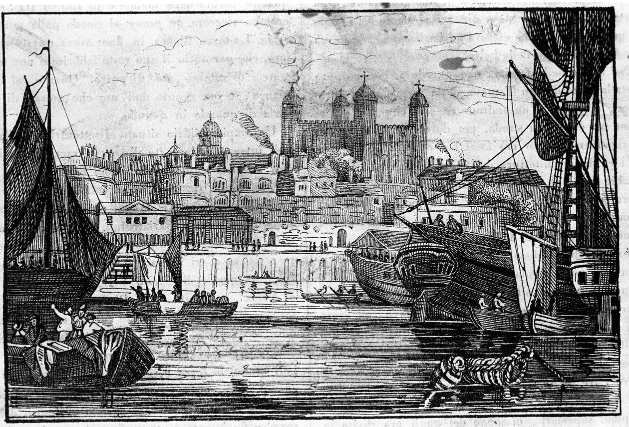 Pohled na Tower of London a Temži na konci 18. století Rytina od Unknown artist