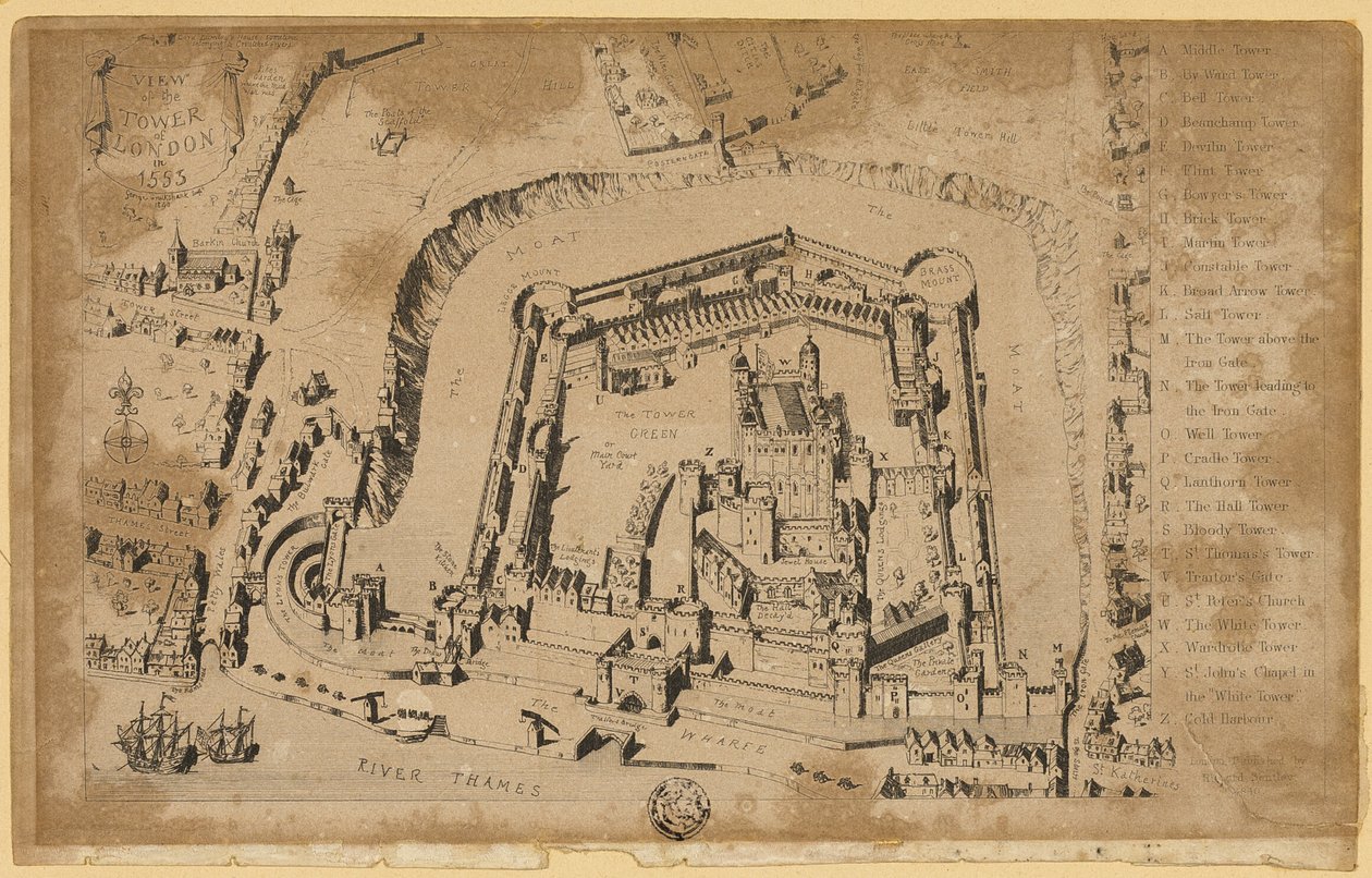 Pohled na londýnský Tower v roce 1553 od Unknown artist