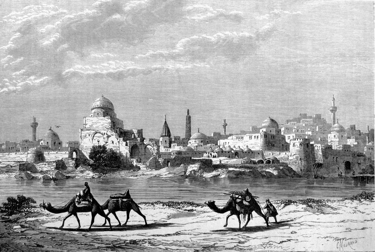 Pohled na město Mosul na Tiger v Iráku. od Unknown artist