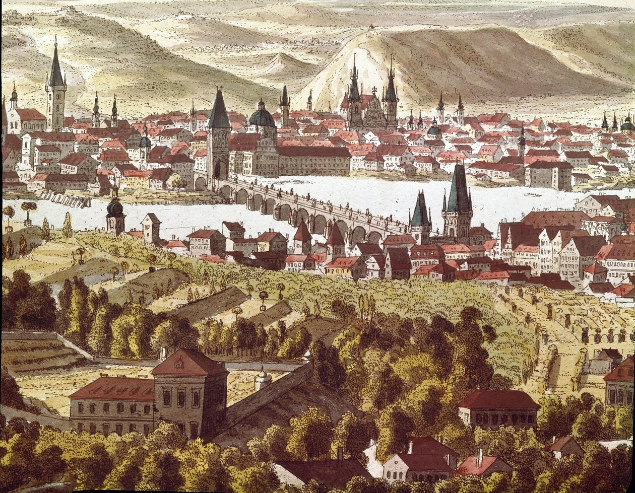 Pohled na Prahu v 18. století (kresba) od Unknown artist